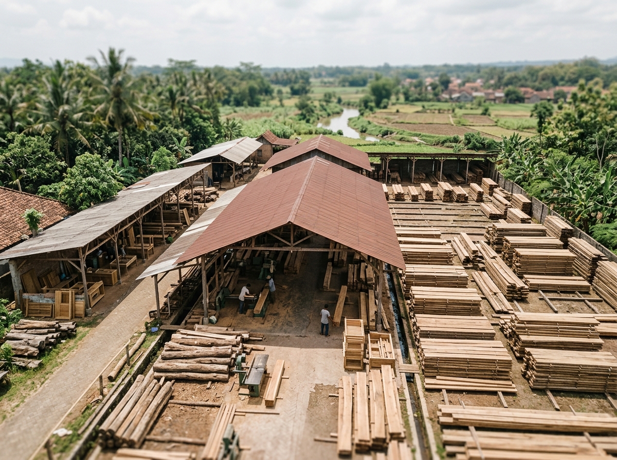 Teak furniture workshop in Jepara Central Java Indonesia