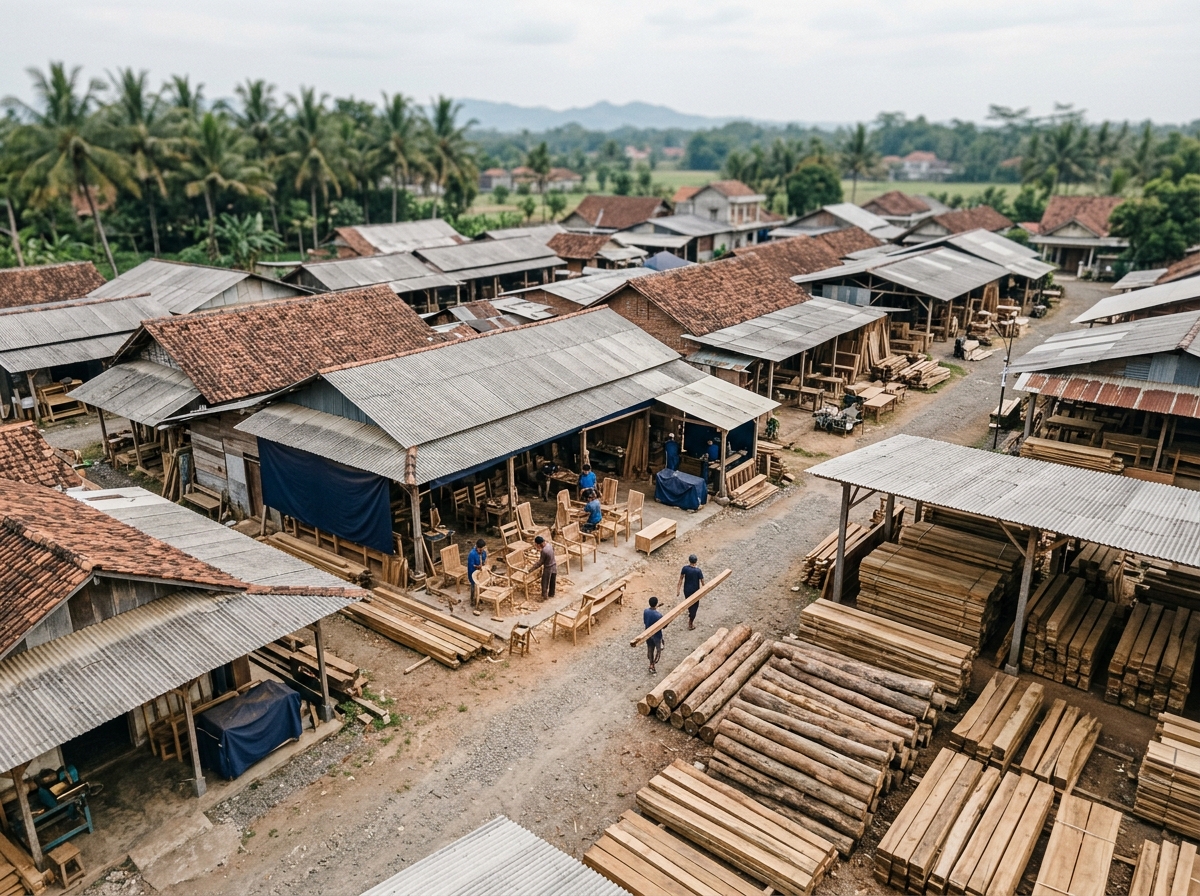 Jepara furniture manufacturing district in Central Java Indonesia