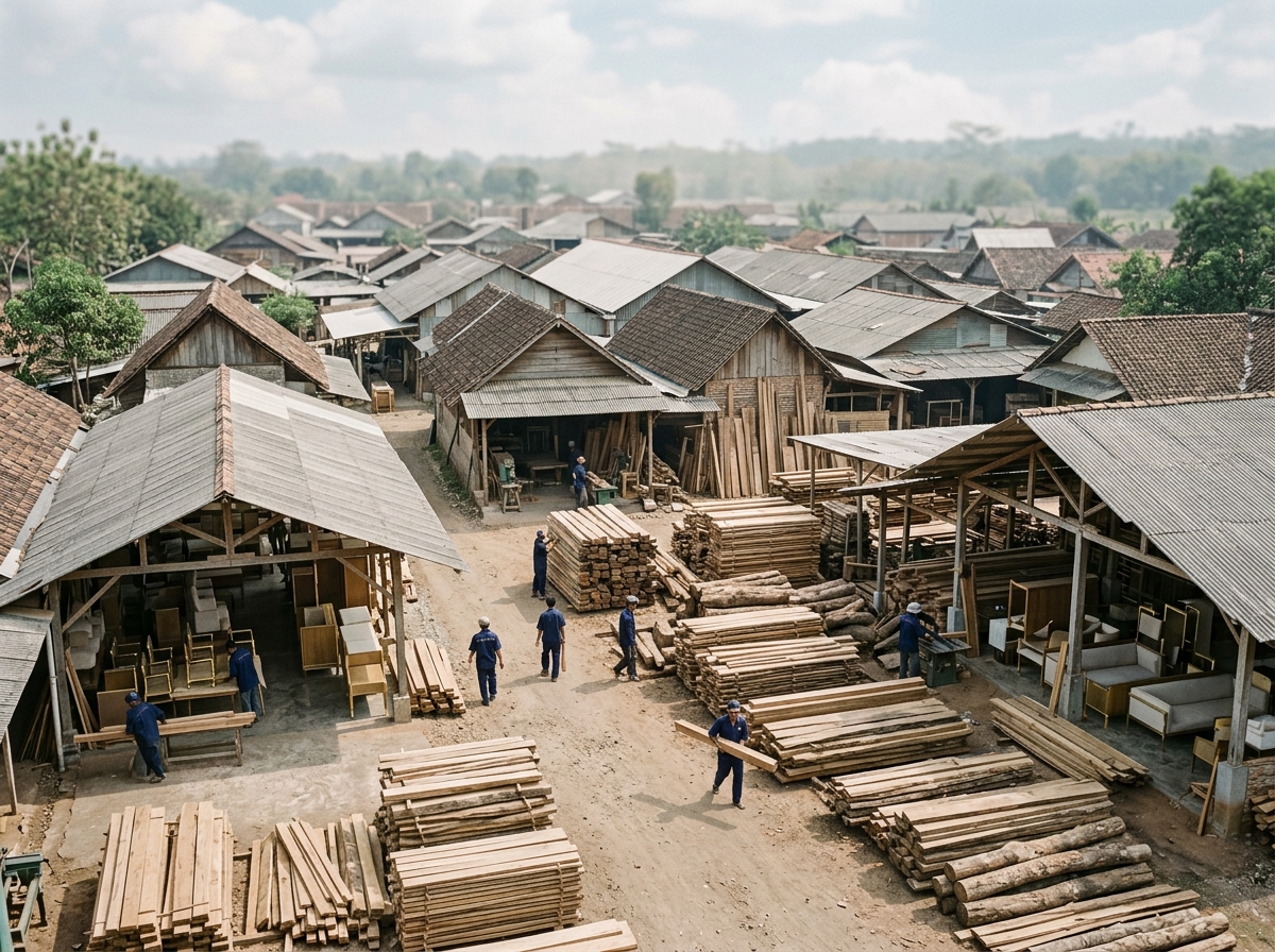 Jepara furniture manufacturing district in Central Java Indonesia