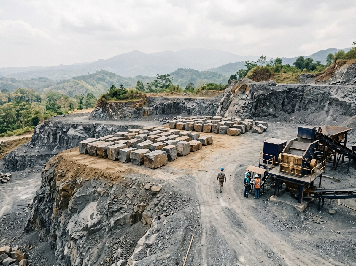 Andesite quarry in West Java Indonesia